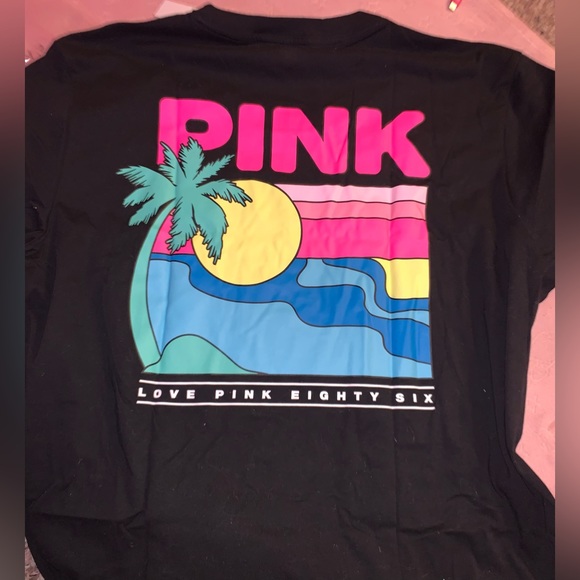 Victoria’s Secret PINK SET Teal Ice Heritage Sweatpants & Tropical Campus Tee - Picture 14 of 16